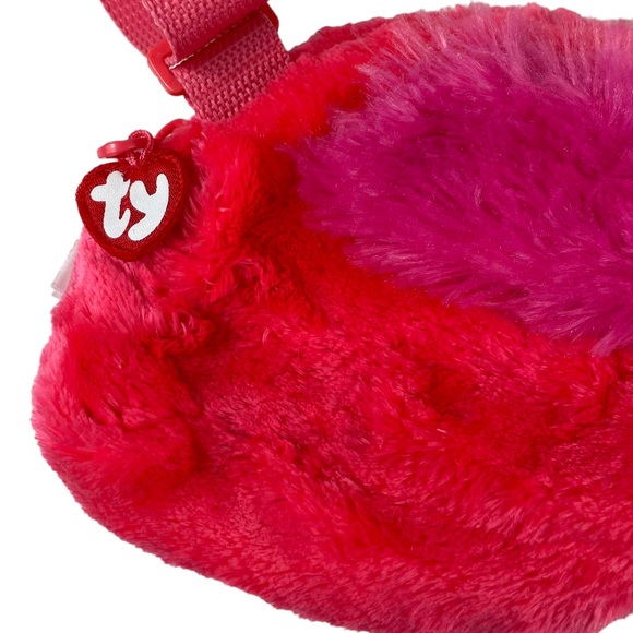 TY Gilda Flamingo Pink Plush Purse Shoulder-bag Groovy Inside Zipper Kitsch 10” - Picture 5 of 15